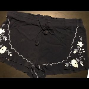 Blue embroidered shorts